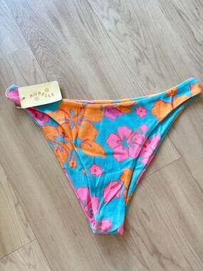 Aurelle Shana Terry Floral High-Leg Bikini Bottoms
